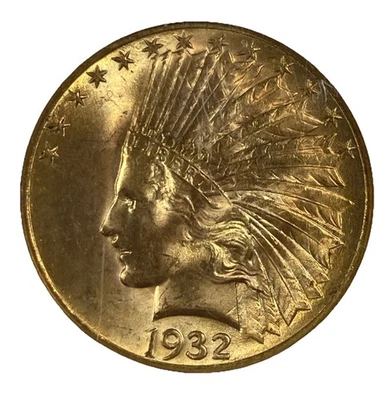 1932 Indian Gold Eagle $10. NGC. MS 64. Original Color. .48375oz AGW. - Image 1 of 4