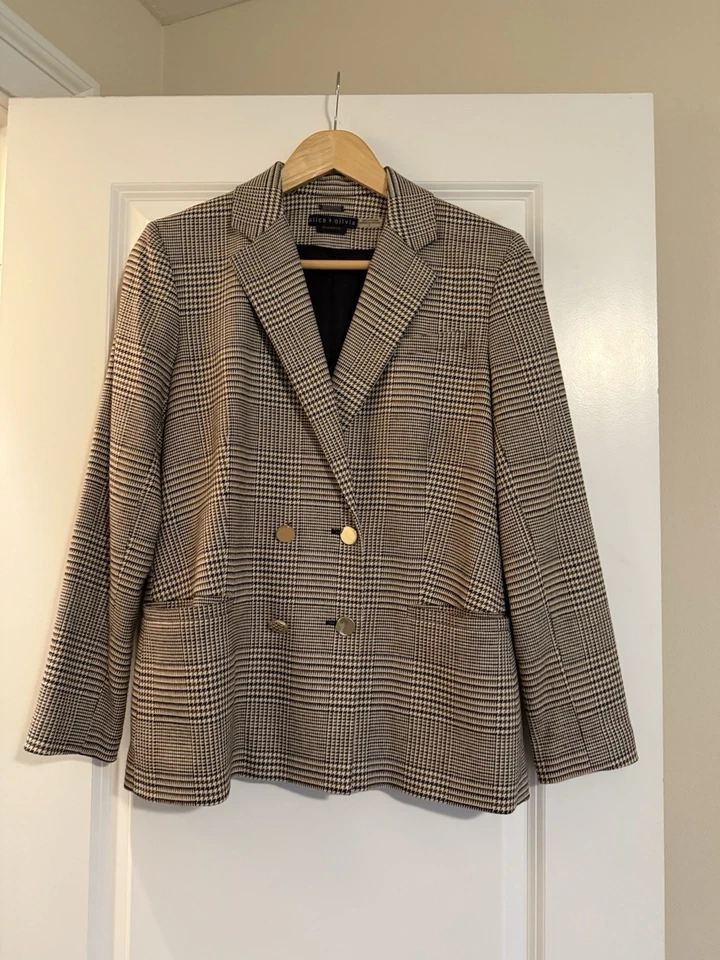 Blazer Alice + Olivia Marrón a Cuadros Talla XS Foto 1 de 3