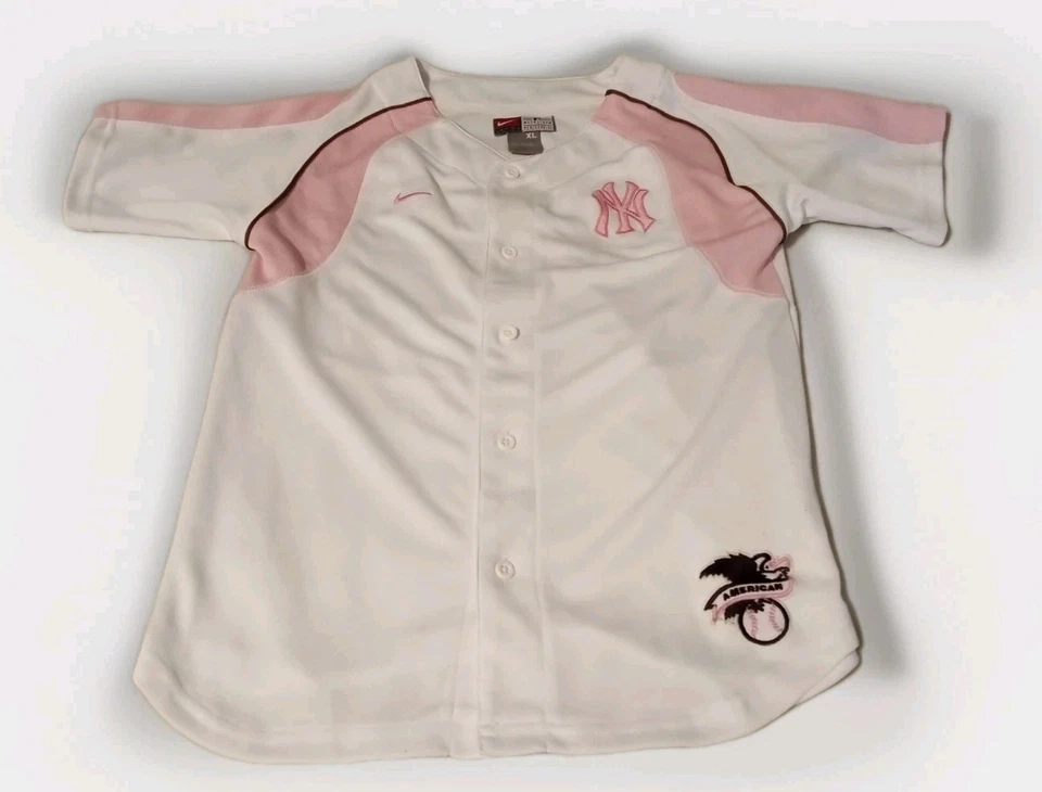 Nike New York Yankees Derek Jeter Jersey Womens XL #2  Pink Vtg  - Image 1 of 4