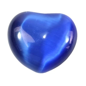 Puffy Iridescent Blue Glass Heart Paperweight  Display Or Worry Stone 1.5 in. - Picture 1 of 9