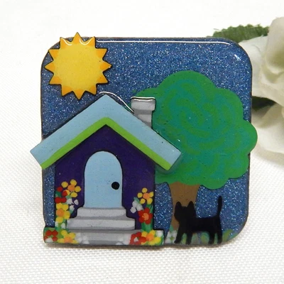 PIN/BROCHE COLECCIONABLE ECO Y HARA MEDIOS MIXTOS CASA Y GATO Foto 1 de 3