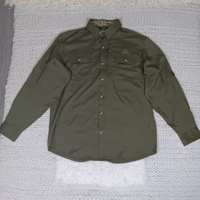 Ducks Unlimited Men's Olive Green Button -Up Long Sleeve Shirt Fishing Hunting - Image 1 of 4
