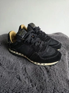 VALENTINO Caravani Rockstud Camo Trainers Black UK 4 Used No Box Rare - Picture 1 of 13