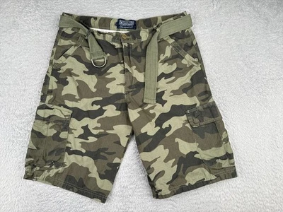 Company81 Pantalones Cortos Hombre 38 Verde Camuflaje Carga Rip-Stop Cinturón 100% Algodón NUEVO Foto 1 de 4
