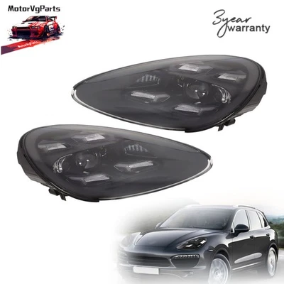 Pair Headlights LED For Porsche Cayenne 2011-2014 Front HeadLamps Left+Right Foto 1 de 4
