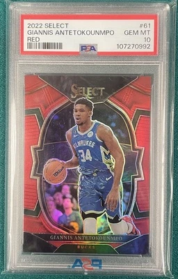 2022-23 Select GIANNIS ANTETOKOUNMPO Red Prizm #/199 SP PSA 10 GEM MINT - image 1 of 3
