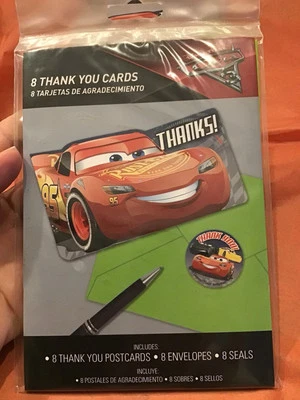 Tarjetas de agradecimiento de coches Disney Pixar 8 unidades-nuevas Foto 1 de 2