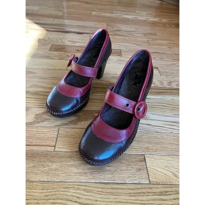 Indigo by Clarks Belladonna Mary Jane Tacones Marrón Rojo Cuero Hebilla Talla 8M Foto 1 de 4