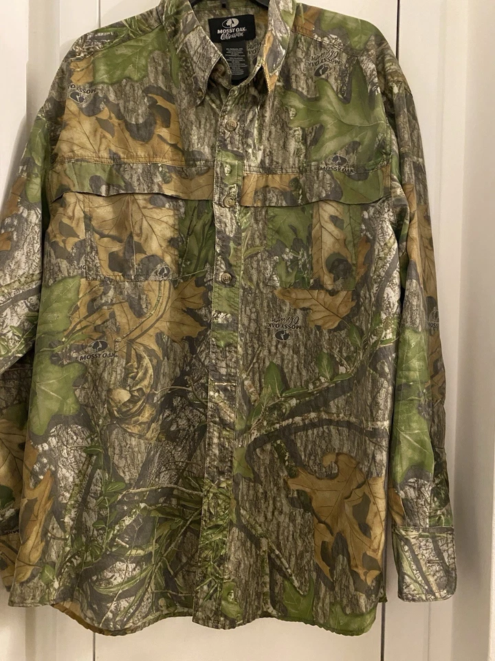 Men’s Camouflage Long Sleeves Green Mossy Oak Shirt XL - Image 1 of 4