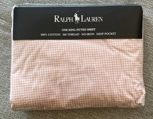 Nuovo lenzuolo con angoli Ralph Lauren rosa bianco KING Gingham casetta a quadri classico - Foto 1 di 3
