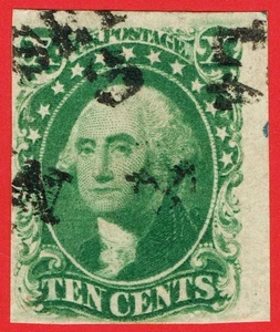 [st6426] USA 1855 Scott#15 used 10¢ Green Washington cv:$140 - Picture 1 of 3
