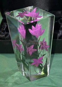 Dynasty Gallery heirloom collectibleshand-blown glass paperweight etched purple - Picture 1 of 12