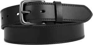 SIZE 34 - Men's Handmade Genuine Leather Casual Everyday Jeans Belt BLACK SATIN - Picture 1 of 7