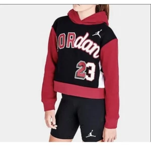 Air Jordan Hoodie Girls  You Can Play Boxy 23 Long Sleeve Black Red - Picture 1 of 3