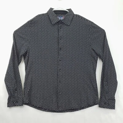 Camisa de lavandería inglesa para hombre M negra blanca floral manga larga clásica con botones Foto 1 de 4