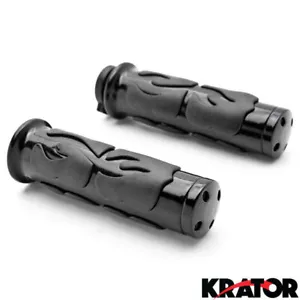 New Custom Flame Motorcycle Replacement Hand Grips 1" Inch Universal Black Pair - Picture 1 of 4