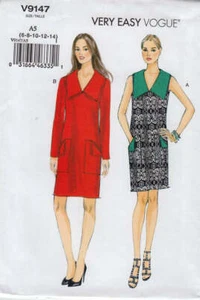 Sewing Pattern Very Easy Vogue 9147 Big Pocket Dress w Sleeve Variations - Picture 1 of 2