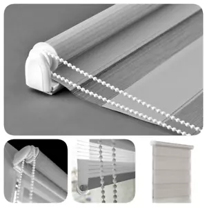 Day & Night Zebra Vision Window Roller Blinds ↔ 30-140cm ↕ 150+230cm Light Grey - Picture 1 of 13