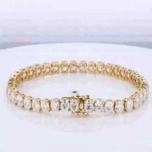 10Ct Oval Cut Lab Created Diamond Women's Tennis Bracelet 14k Yellow Gold Plated - Picture 1 of 5