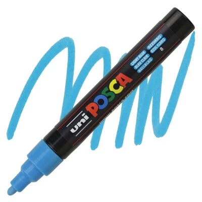 Posca Markers, Paint Marker, Light Blue Paint, 5M Medium Tip, Opaque, Acrylic - Image 1 of 2