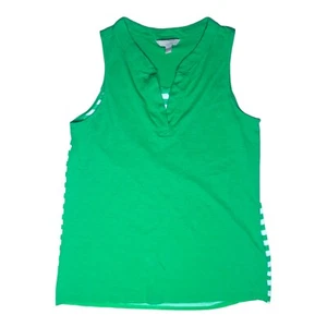 BANANA REPUBLIC - Camiseta sin mangas ligera a rayas lisa verde hierba XS - Imagen 1 de 7