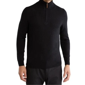 Nordstrom Quarter Zip Black Cashmere Sweater - Picture 1 of 4