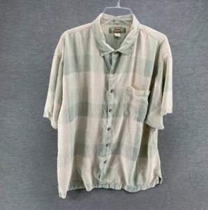 Tommy Bahama 100% Silk Shirt Mens XL Casual Green Checkered Button Up - Picture 1 of 10