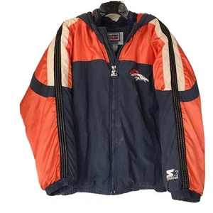 Denver Broncos Jacket Starter NFL ProLine Navy Orange Raglan Satin Youth L 90’s - Picture 1 of 12
