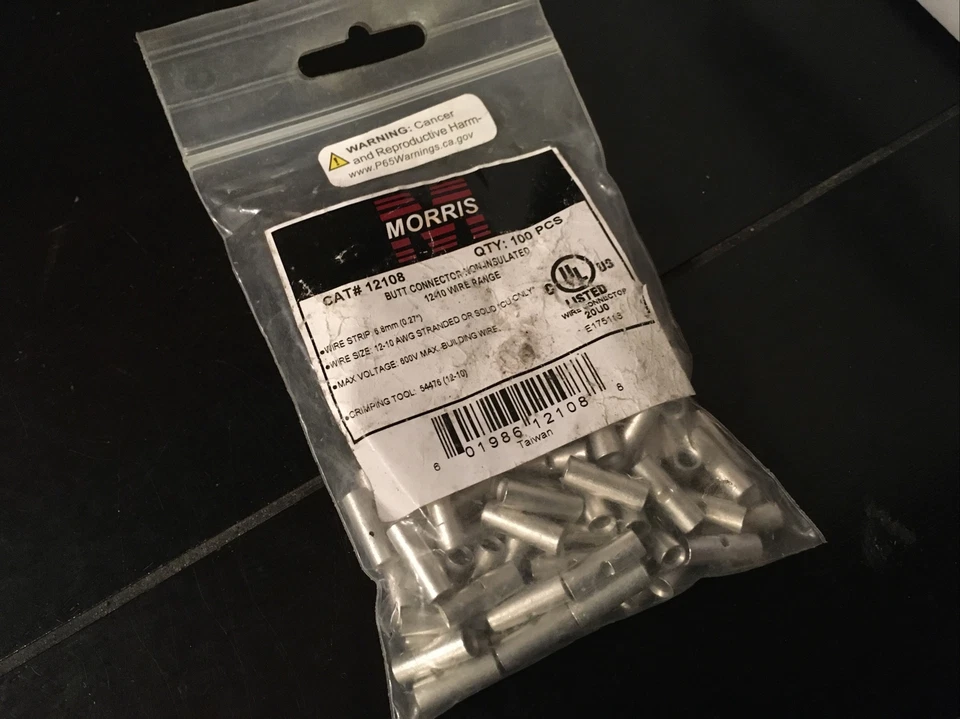 Morris Products 12108 Butt Splice Connector, Non Insulated, 12-10 Wire Size (Pac - Image 1 of 2