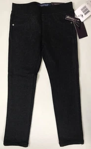 NWT Vigoss Little Girls Sz 4 Skinny Jeans Black Glitter 55% Cotton New VL414C729 - Picture 1 of 10