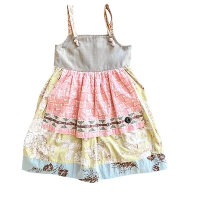 Novo com etiquetas! Vestido Avental Matilda Jane Cottage Core Sem Mangas com Gravata de Nó Tamanho 8 - Imagem 1 de 4