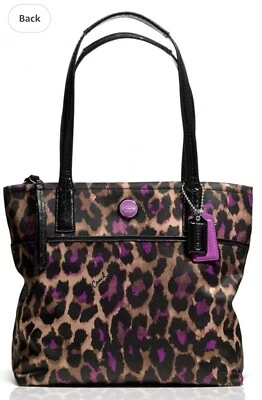 Bolso de Mano COACH Game Ocelote Violeta Púrpura Marrón Negro Estampado Animal F25282 Foto 1 de 4