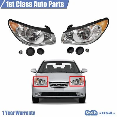 Set Of 2 Front Left&Right Headlight For 07-09 Hyundai Elantra 1592045 1592046 - Image 1 of 4