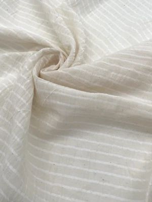 Striped Sheer Gauze Textured Silk Cotton Fabric By 2 Meters. - Image 1 of 4