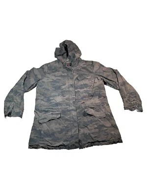 Antiguo Abrigo Chaqueta Azul Marino Cremallera Completa Con Capucha Ligero Camuflaje Para Mujer XL Aislado Senderismo Foto 1 de 4