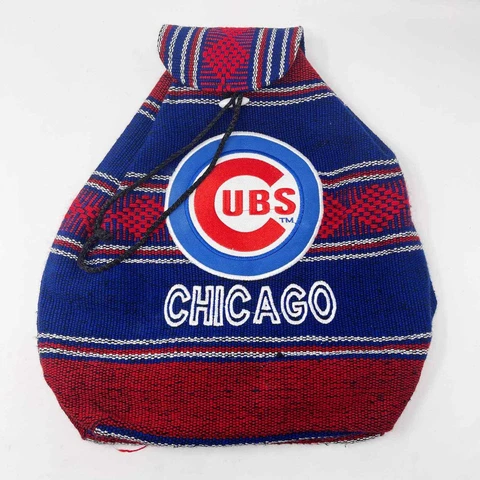 Chicago Cubs Satchel Knit Backpack Blue Red Striped Embroidered Logo Patch Cover