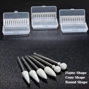 Fresas dentales de piedra blanca cono/llama/redonda pulido de alta velocidad FG - Picture 1 of 40