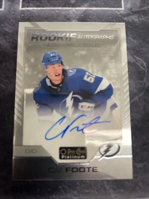 2020-21 O-Pee-Chee Platinum Rookie Autographs R-CF Cal Foote Tampa Bay Lightning - Image 1 of 2