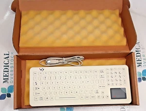 SLK-102-TP-FL-GRAY-USB - IKEY CLEANABLE SEALED MEDICAL KEYBOARD W/TOUCHPAD USED - Picture 1 of 9