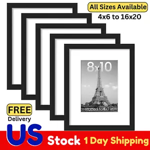 Picture Frames 4x6, 5x7 8x10 11x14 16x20 Black Wall Photo Poster Frame Lot Set - Picture 1 of 21