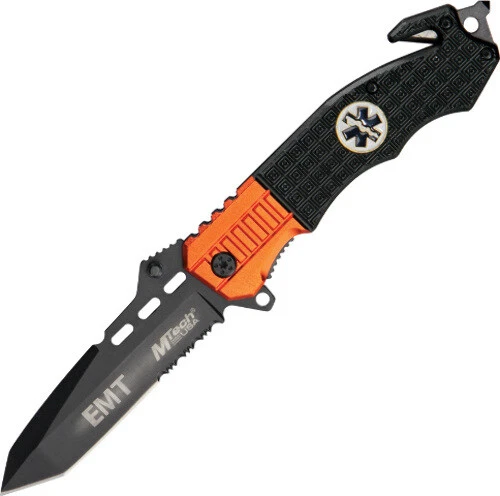 MTech Rescue Linerlock EMT Knife MT-740EM 5" closed. 3 1/2" black finish stainle - Image 1 of 1
