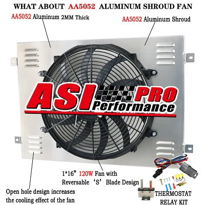 Aluminum Radiator Shroud+Fan+Relay fit 1979-93 Dodge D150 D250 D350 W150 W250 - Image 1 of 4