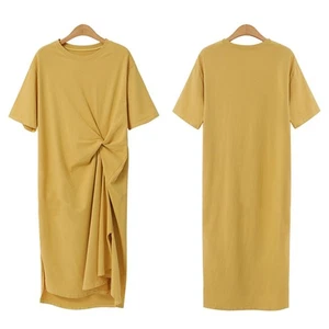 Fashion Dress Korean Style Mid-length Milk Silk Pullover Short-sleeved - Picture 1 of 38