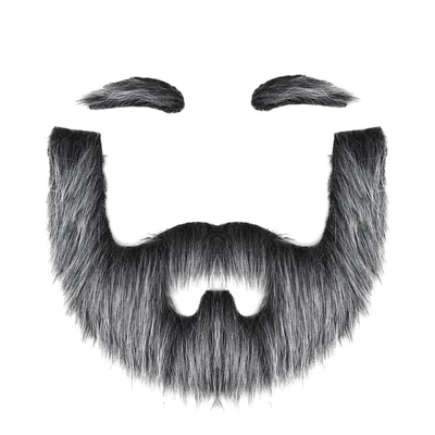 Fake Beard Self Adhesive Fake Mustache and Eyebrows Grey Fake Mustaches Set Nove - Image 1 of 4