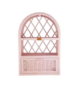 Gabinete de pared de mimbre capilla rosa ratán estante de pared 40x17x62 - Imagen 1 de 4