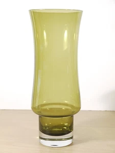 Vintage Mid Century Riihimäen Lasi Finland Vase Olive Green 25 cm Tall - Picture 1 of 6