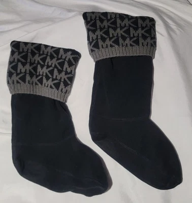 Calcetines Michael Kors Para Mujer Negros/Grises MK Puño Bota Talla Pequeña 6-8 Tejido Lana Foto 1 de 4
