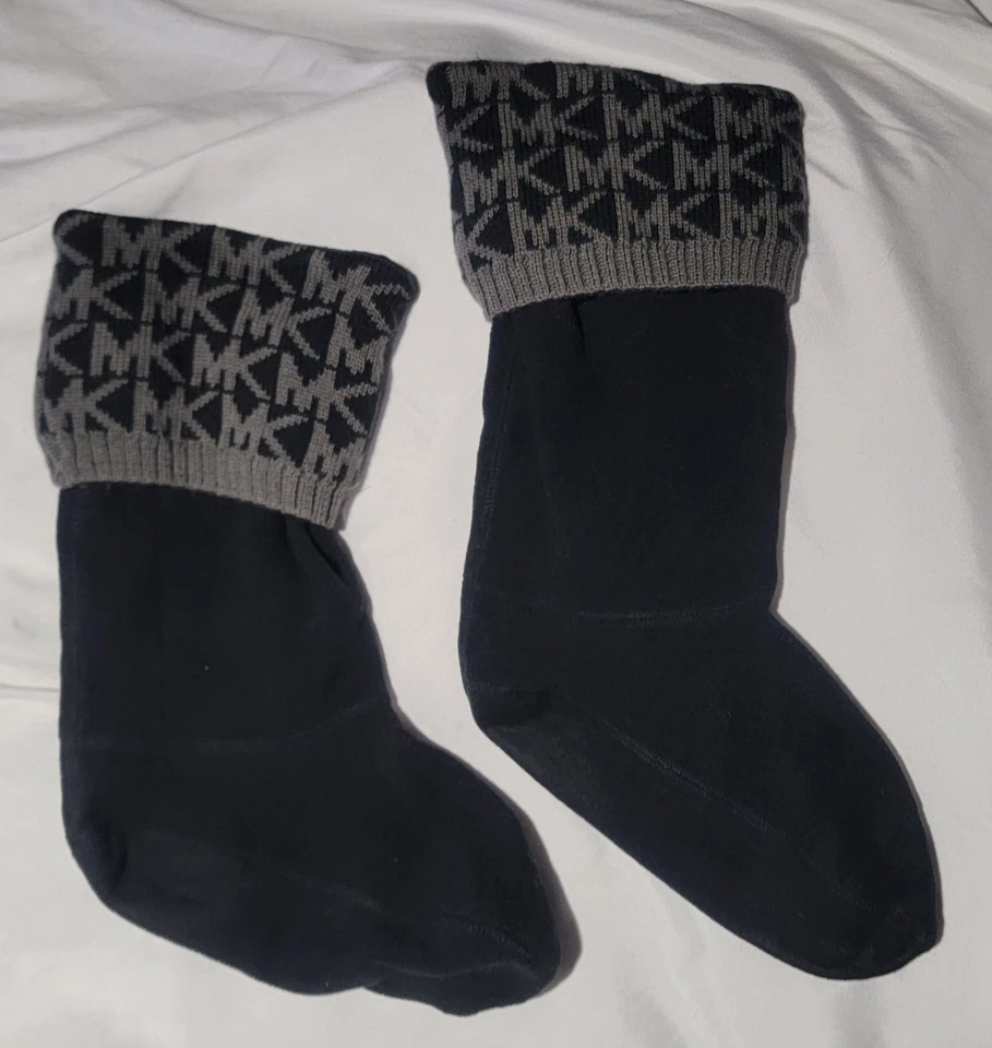 Calcetines Michael Kors Para Mujer Negros/Grises MK Puño Bota Talla Pequeña 6-8 Tejido Lana Foto 1 de 4