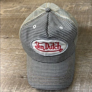 Von Dutch Vintage Black and White Checkered Hat OS - Picture 1 of 5