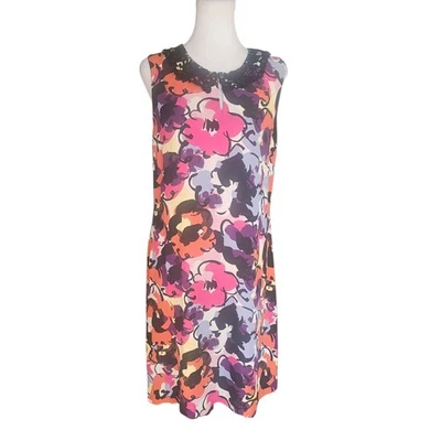 ALANNAH HILL women's lace collar floral dress size 12 100% silk bright quirky - image 1 of 4